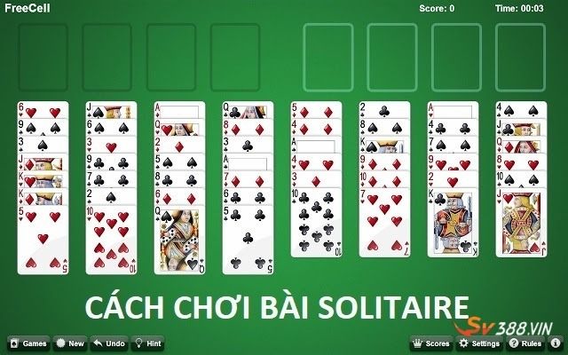 Hướng dẫn cách chơi bài solitaire trong giai đoạn bắt đầu ván bài